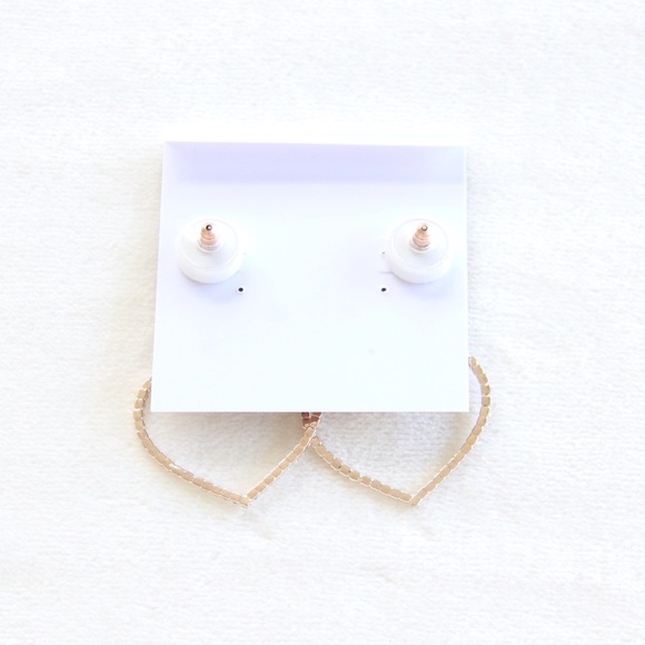 Natasha Champagne Gold Rhinestone Heart Earrings - Picture 3 of 3